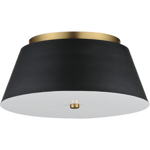 Miles LED 16 inch Black and Natural Aged Brass Flush Mount Ceiling Light