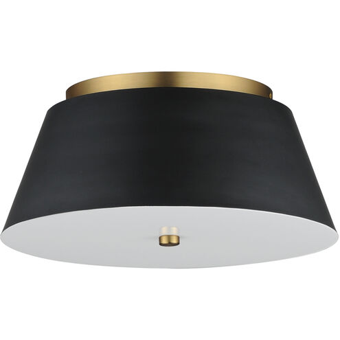 Miles LED 16 inch Black and Natural Aged Brass Flush Mount Ceiling Light