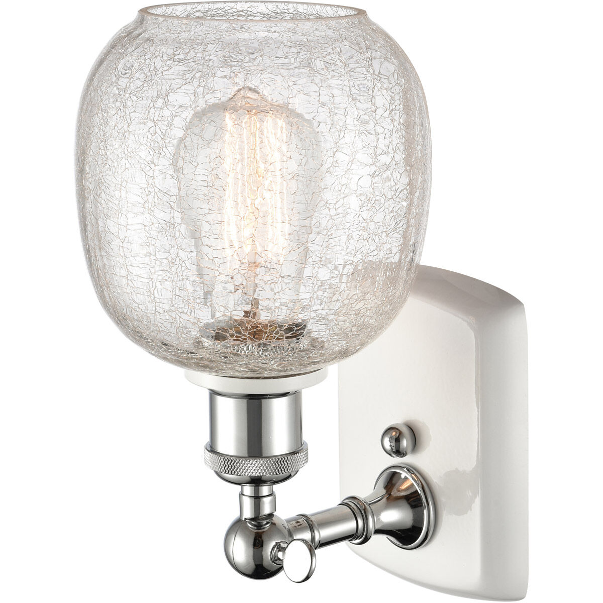 Ballston Belfast LED 6 inch White and Polished Chrome Sconce Wall Light in Clear Crackle Glass, Ballston