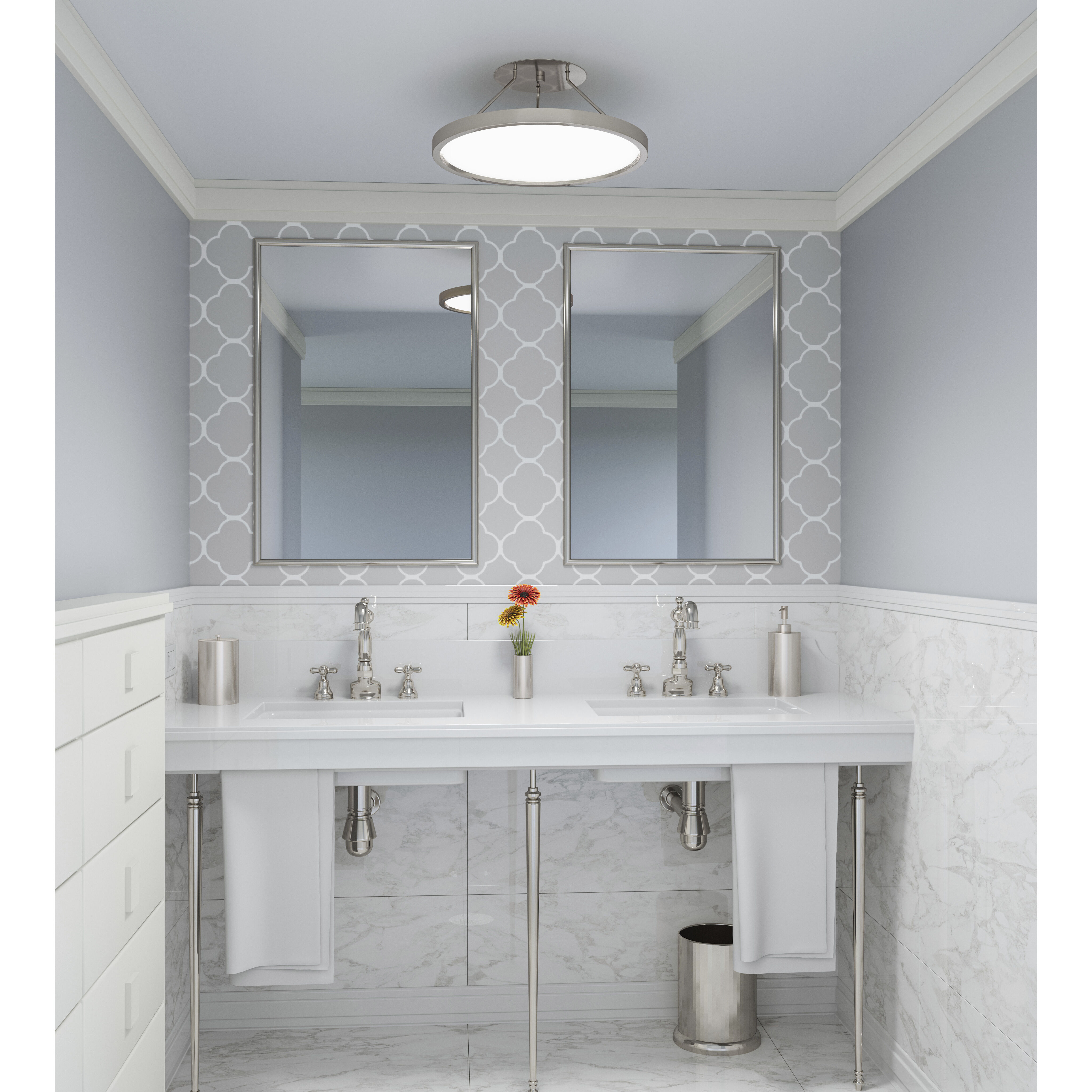 Outskirts LED 15 inch Brushed Nickel Semi-Flush Mount Ceiling Light