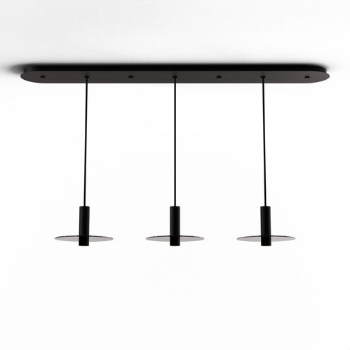 Combi LED 49 inch Matte Black Pendant Ceiling Light in Dark Grey Glass, Suspension / Flush Mount 2-in-1