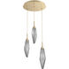 Rock Crystal LED 16.7 inch Gilded Brass Chandelier Ceiling Light in 3000K LED, Chilled Smoke, Round Multi-Port