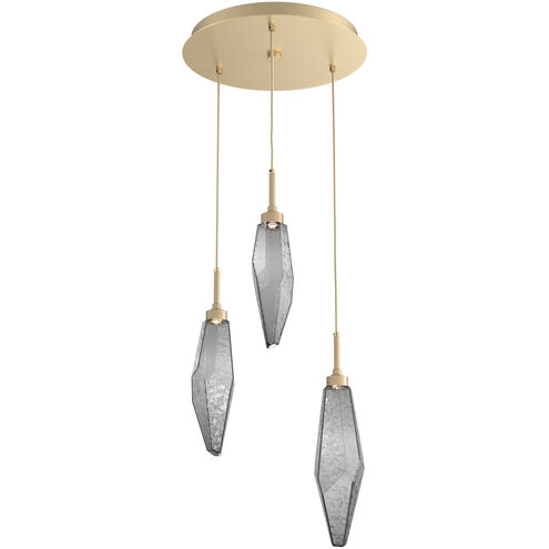 Rock Crystal LED 16.7 inch Gilded Brass Chandelier Ceiling Light in 3000K LED, Chilled Smoke, Round Multi-Port