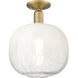 Downtown Urban Brookhaven Sphere 1 Light 10 inch Brushed Brass Semi-Flush Mount Ceiling Light in Opal Glass