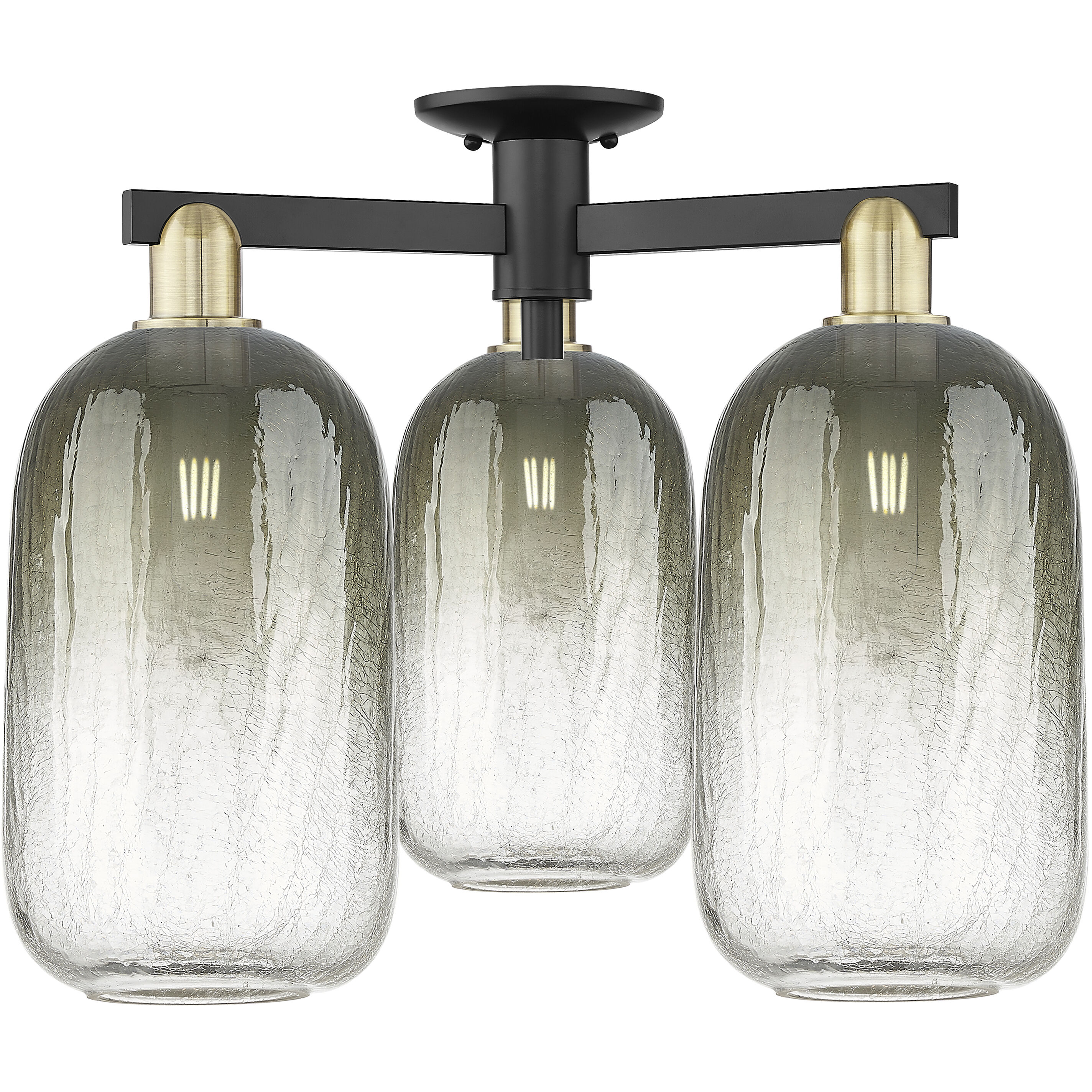 Brookhaven Cloche 3 Light 24.5 inch Black Antique Brass Semi-Flush Mount Ceiling Light in Slate Glass