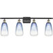 Ballston Brookhaven Almond 4 Light 36 inch Black Antique Brass Bath Vanity Light Wall Light in Sapphire Blue Glass