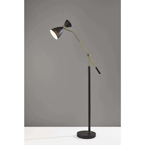 Oscar 66 inch 40.00 watt Black with Antique Brass Adjustable Floor Lamp Portable Light