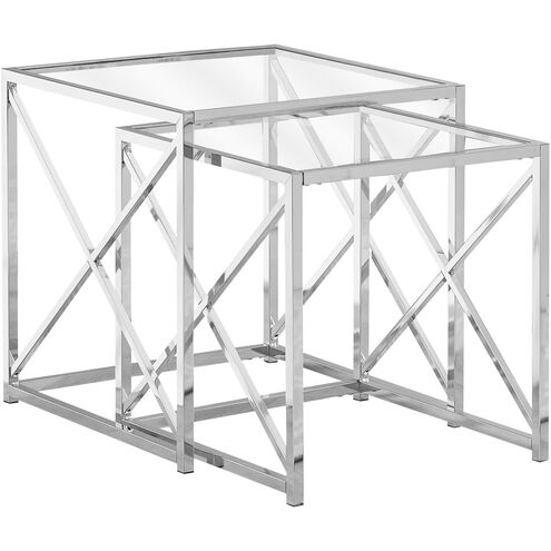 Cortland 20 X 20 inch Chrome and Clear Nesting Table, 2-Piece Set