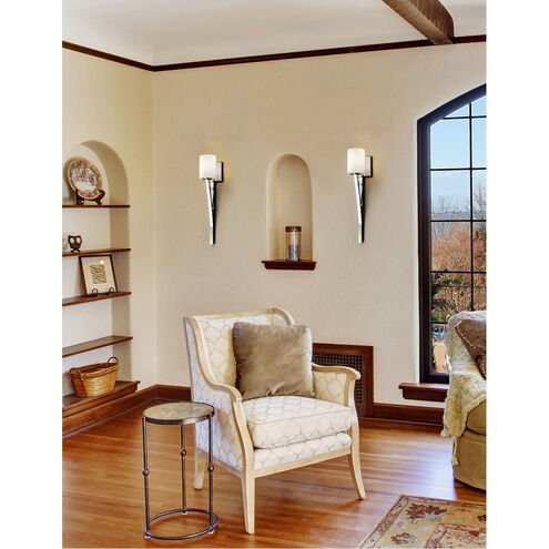 Fusion 1 Light 4.5 inch Polished Chrome Wall Sconce Wall Light in Cylinder with Flat Rim, Incandescent, Frosted Crackle Fusion