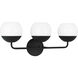 Alvin 3 Light 24.13 inch Midnight Black Bath Vanity Wall Light