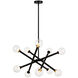 Matchstix 10 Light 28 inch Black Pendant Ceiling Light in Black and Clear