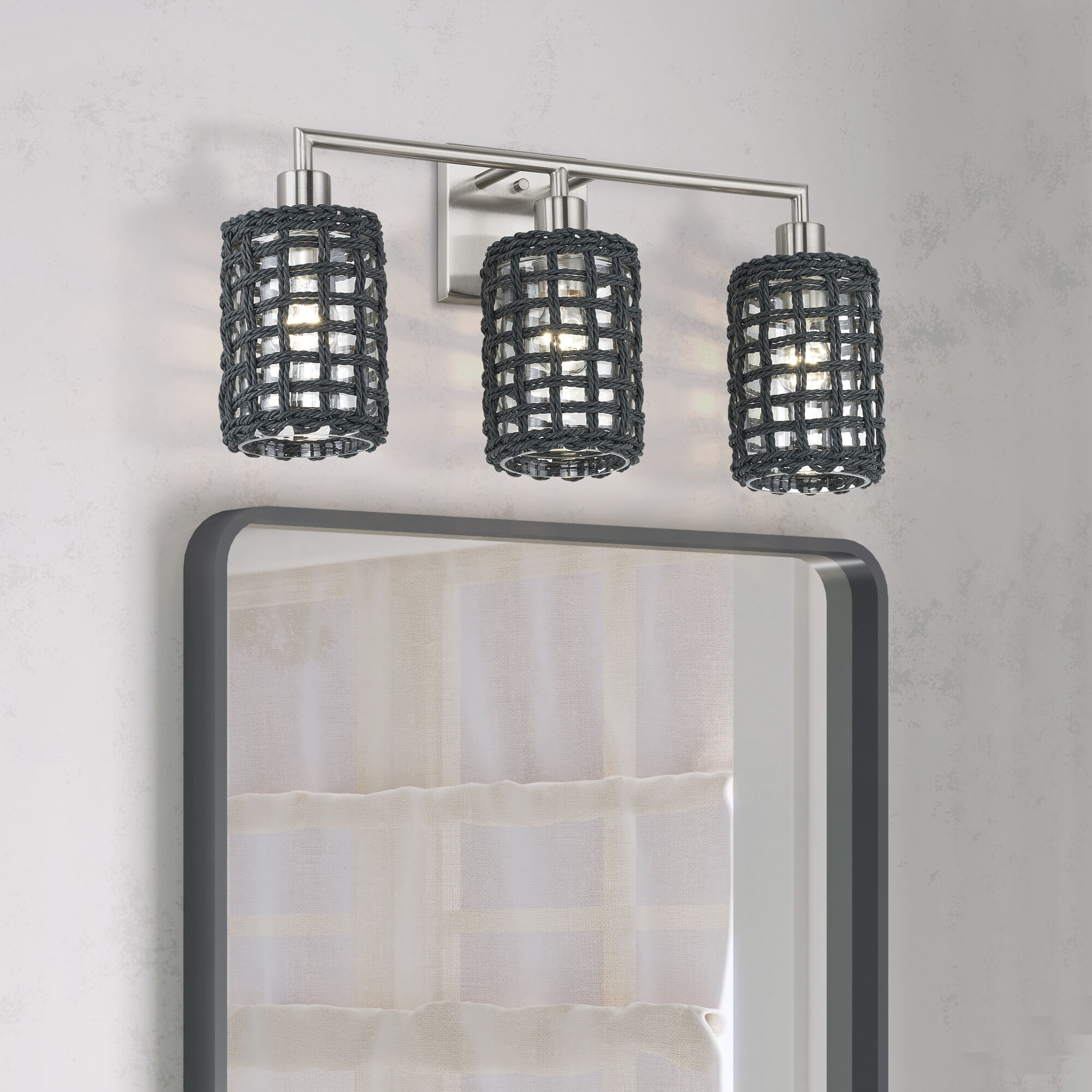 Twinewell 3 Light 23 inch Brushed Nickel Vanity Wall Sconce Wall Light