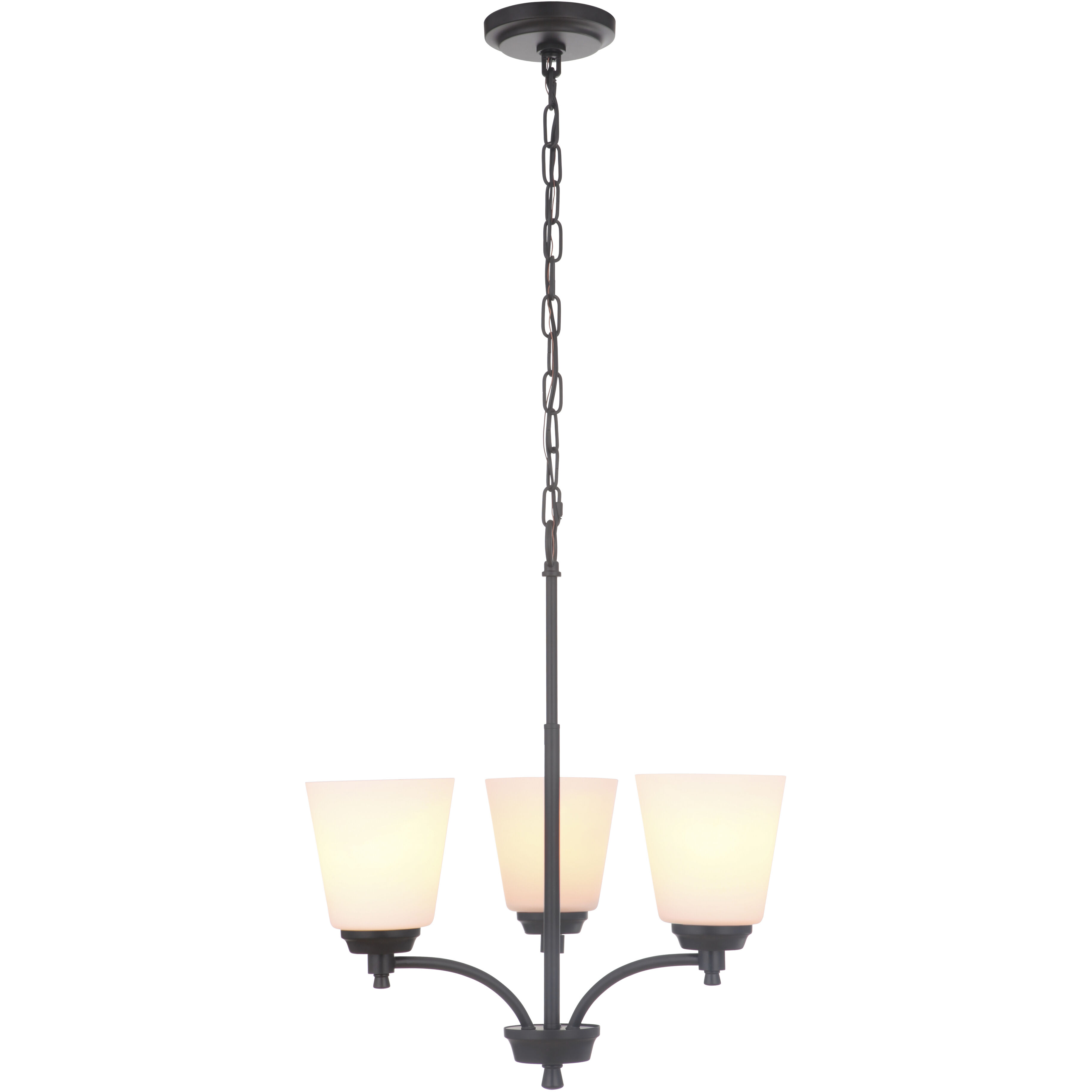 Neighborhood Tyler 3 Light 19.5 inch Flat Black Chandelier Ceiling Light in White Glass, Neighborhood Collection