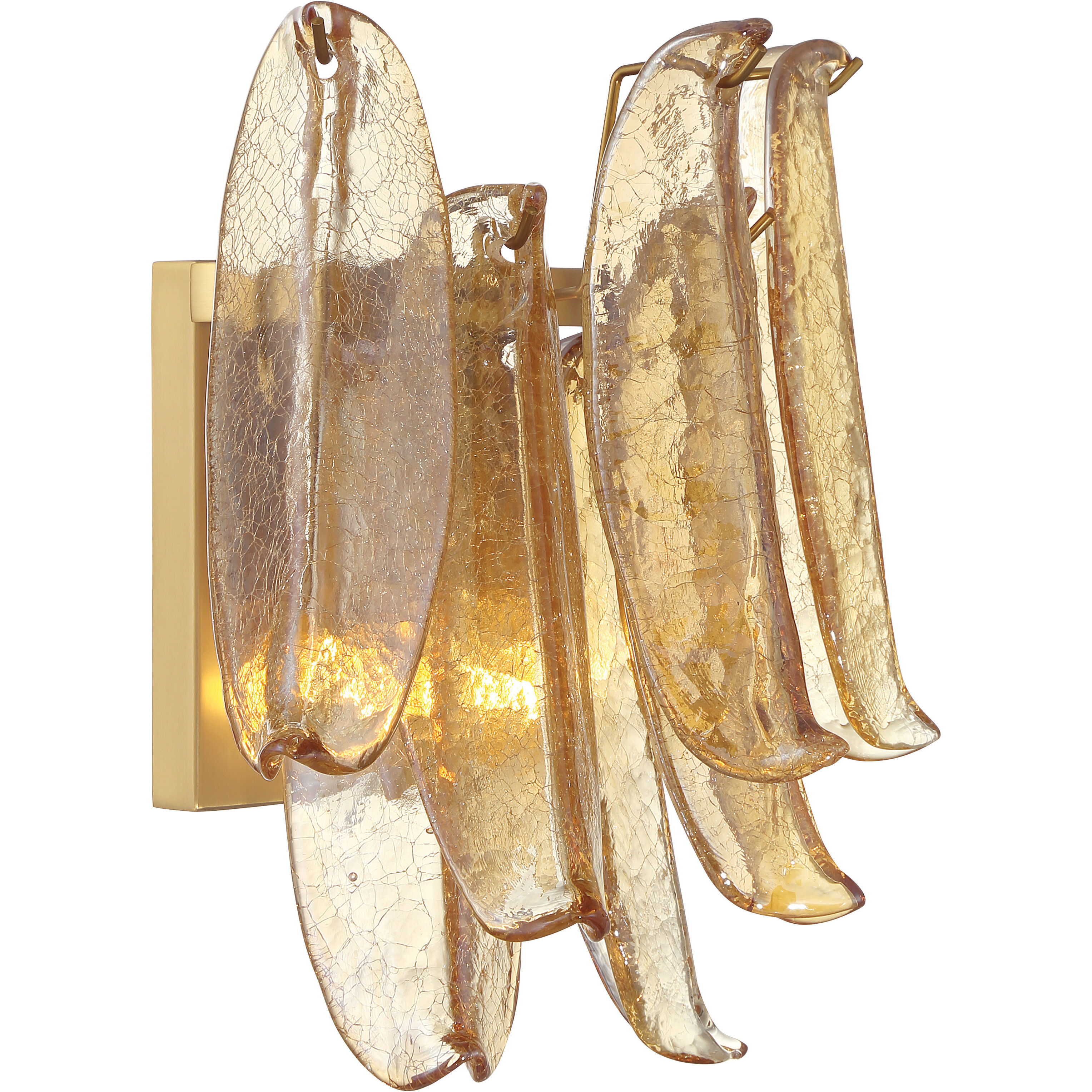 Regent Wall Sconce Wall Light in Amber Crackled Glass
