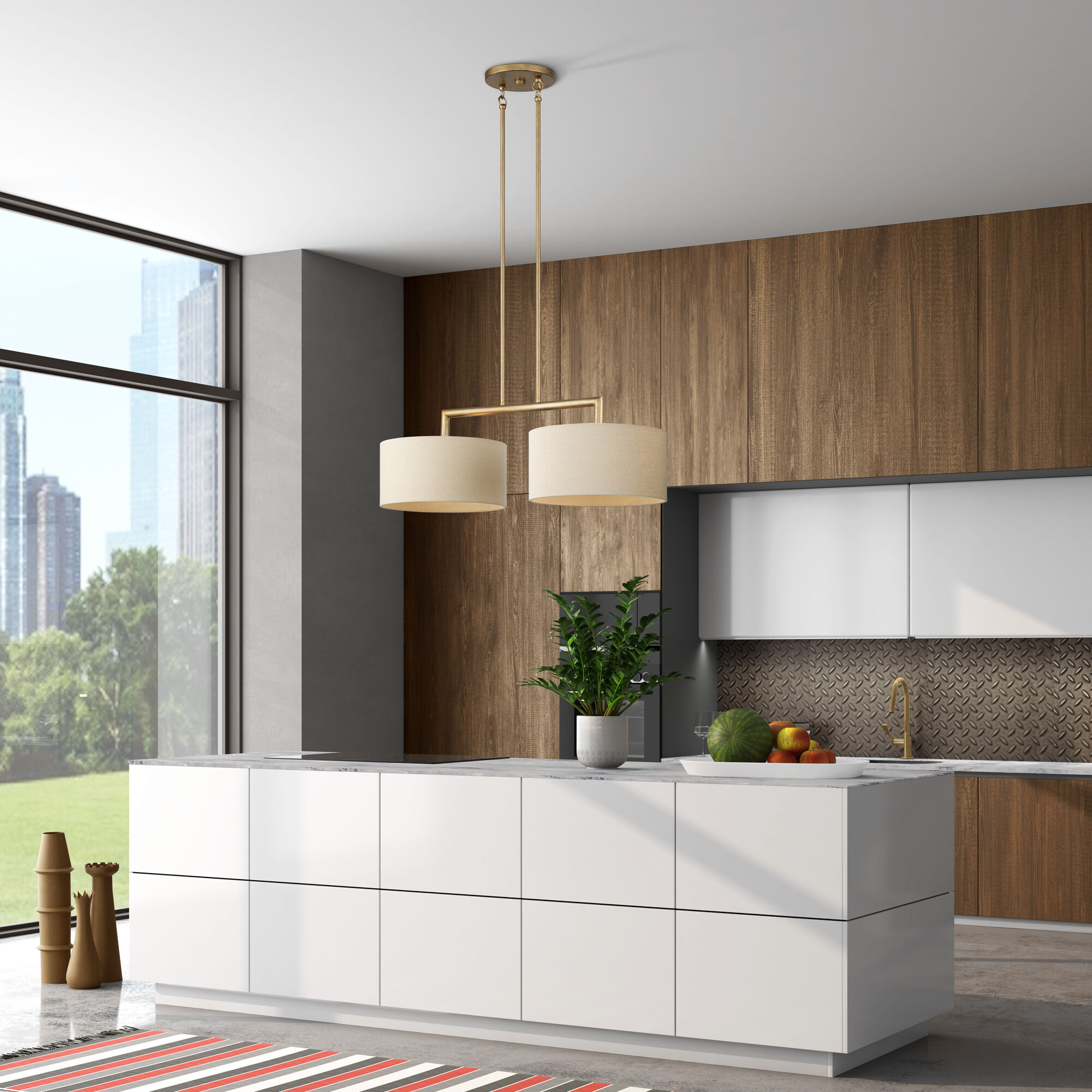 Bellingham 2 Light 35 inch Antique Gold Leaf Linear Chandelier Ceiling Light, Large