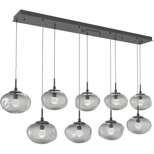 Nova LED LED Graphite Linear Pendant Ceiling Light in 3000K LED, Zircon Inner - Smoke Outer, Multi-Port