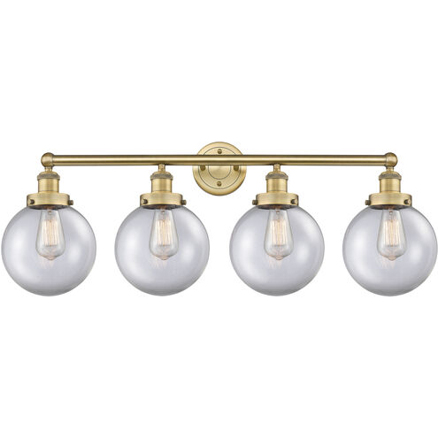 Beacon 4 Light 33.5 inch Brushed Brass Bath Vanity Light Wall Light in Clear