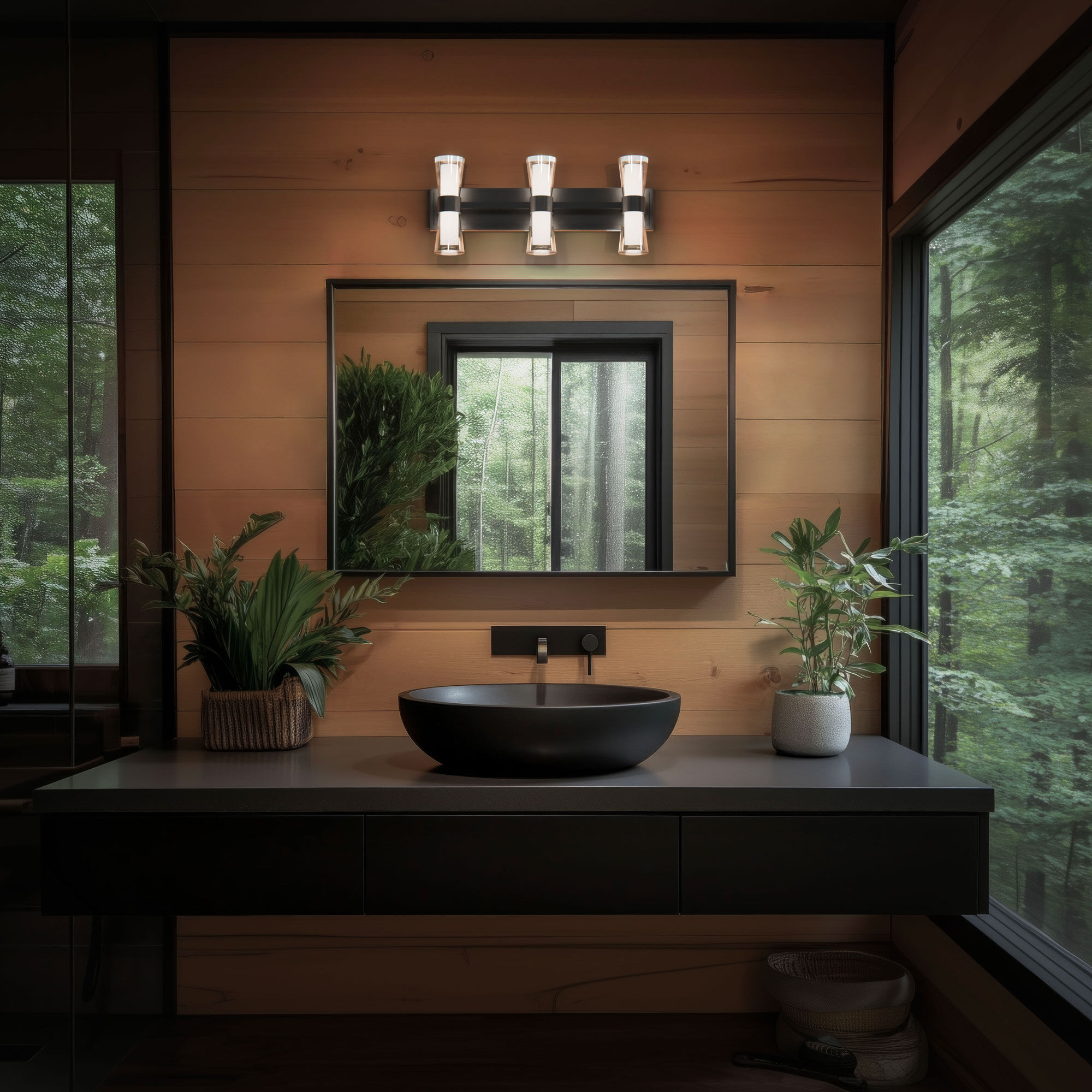 Hourglass LED 24 inch Brushed Nickel Bath Vanity & Wall Light in 3500K, dweLED