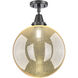Beacon 1 Light 12 inch Matte Black Flush Mount Ceiling Light in Mercury Glass