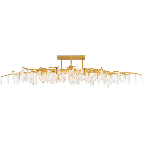 Forest 14 Light 60 inch Washed Lucerne Gold/Natural Semi-Flush Mount Ceiling Light, Aviva Stanoff Collection
