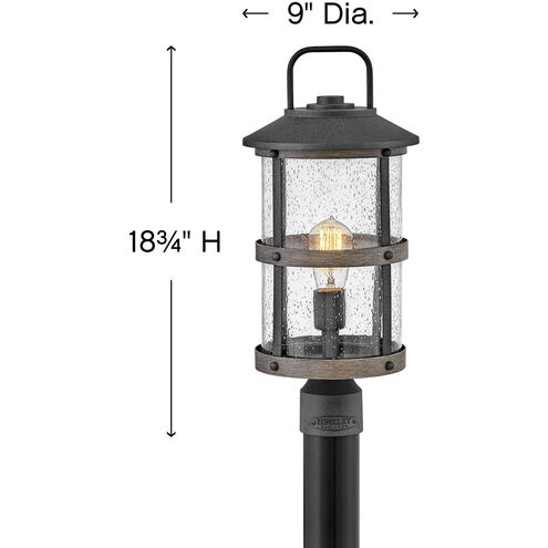 Estate Series Lakehouse LED 19 inch Aged Zinc with Driftwood Gray Outdoor Post Mount Lantern, Medium