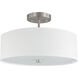 Everly 3 Light 14.25 inch Satin Chrome with White Semi-Flush Mount Ceiling Light