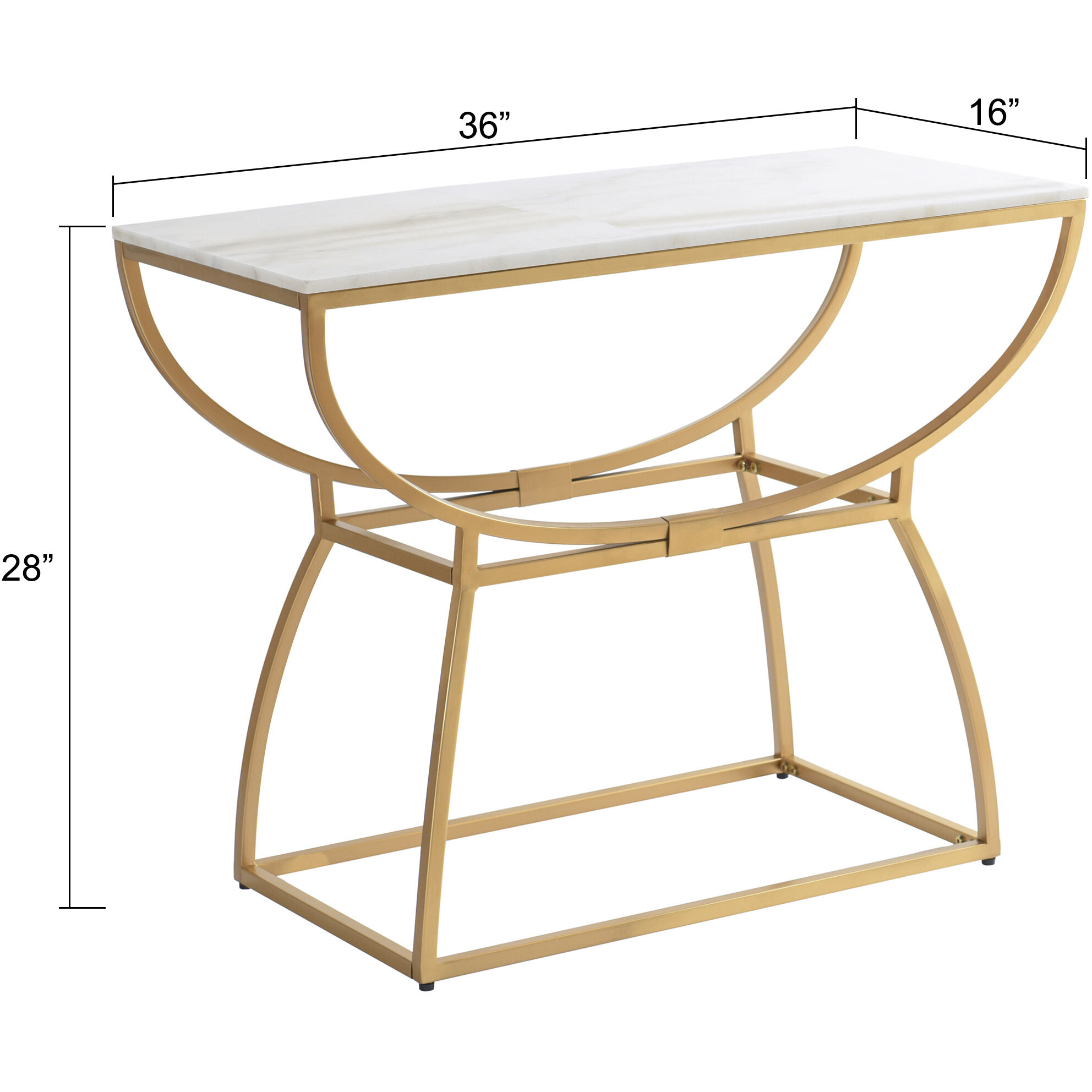Loren 36 X 16 inch White and Gold Console Table