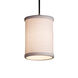 Textile 1 Light 4 inch Brushed Nickel Pendant Ceiling Light in Black Cord, White, Cylinder with Flat Rim, Incandescent