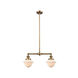 Franklin Restoration Small Oxford 2 Light 43 inch Brushed Brass Island Light Ceiling Light in Matte White Glass, Franklin Restoration