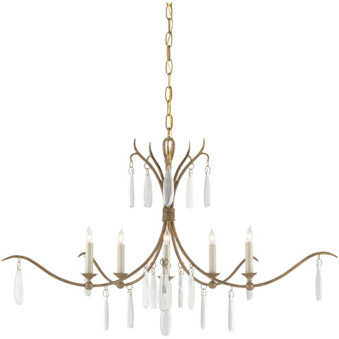 Marshallia 5 Light 38 inch Rustic Gold/Faux Rock Crystal Chandelier Ceiling Light, Small