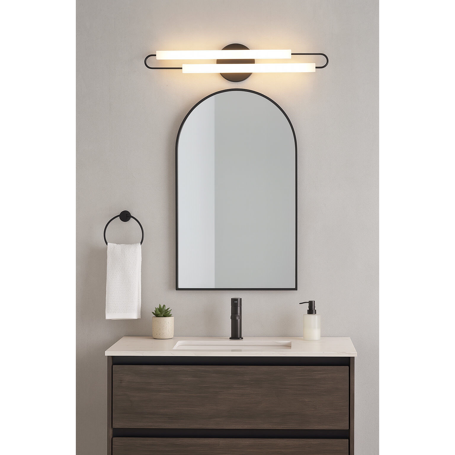 Eos LED 25 inch Black Vanity Light Wall Light, Vertical