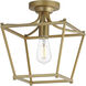 Clifton 1 Light 10 inch Natural Aged Brass Semi-Flush Mount Ceiling Light