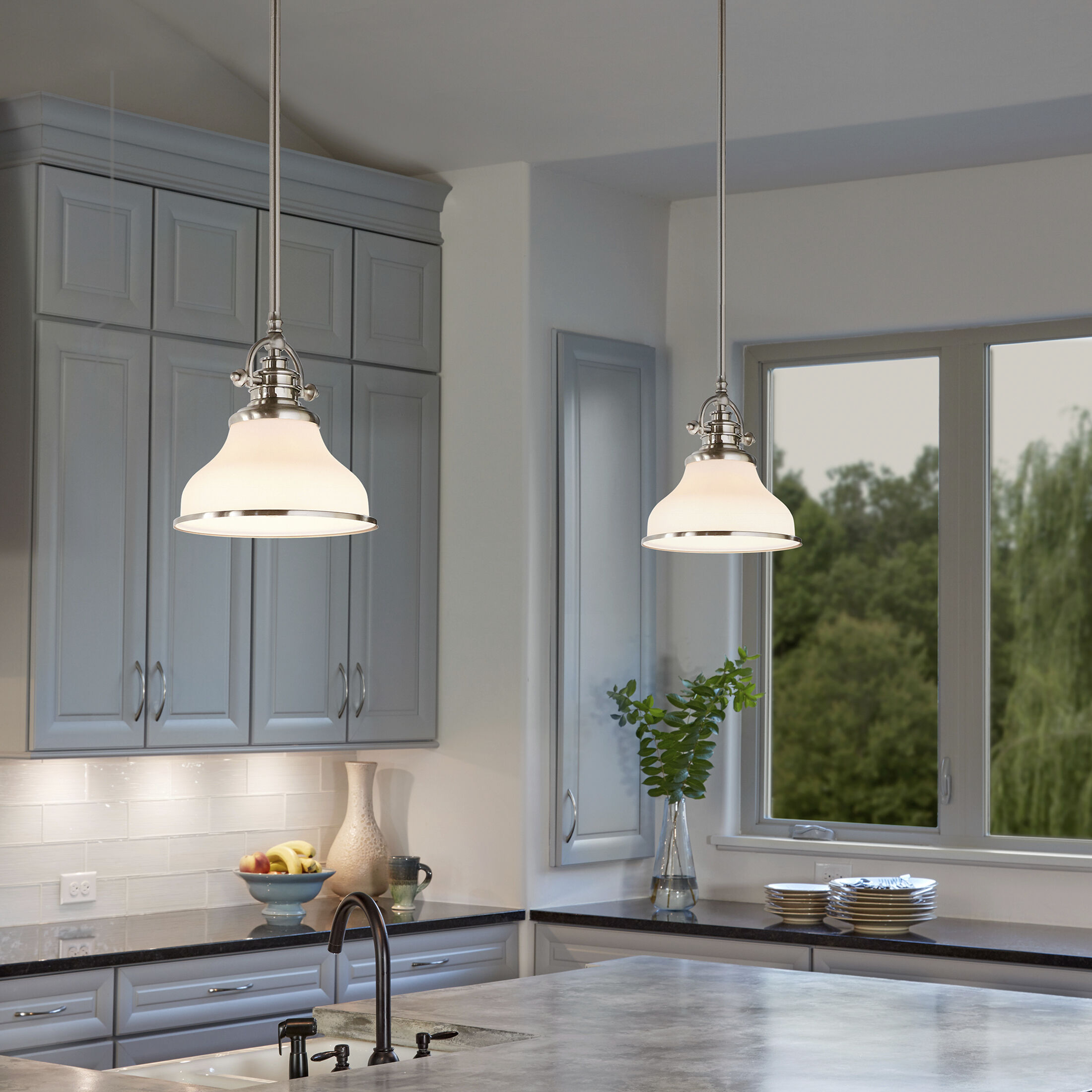 Grant 1 Light 8 inch Brushed Nickel Mini Pendant Ceiling Light