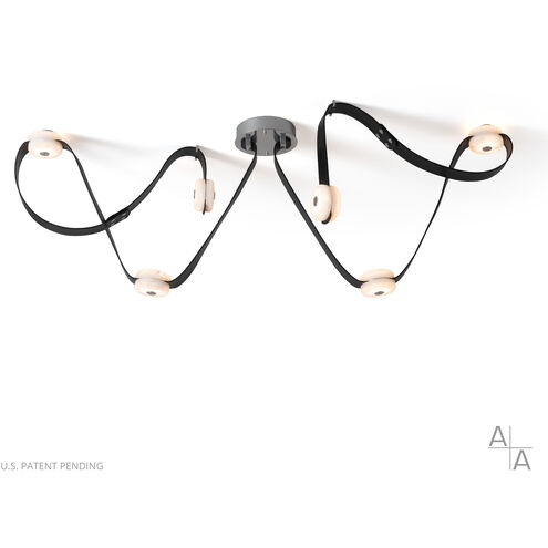 Art & Alchemy SNAPS LED 58 inch Sterling Pendant Ceiling Light in Chestnut Leather with Alabaster, Medium