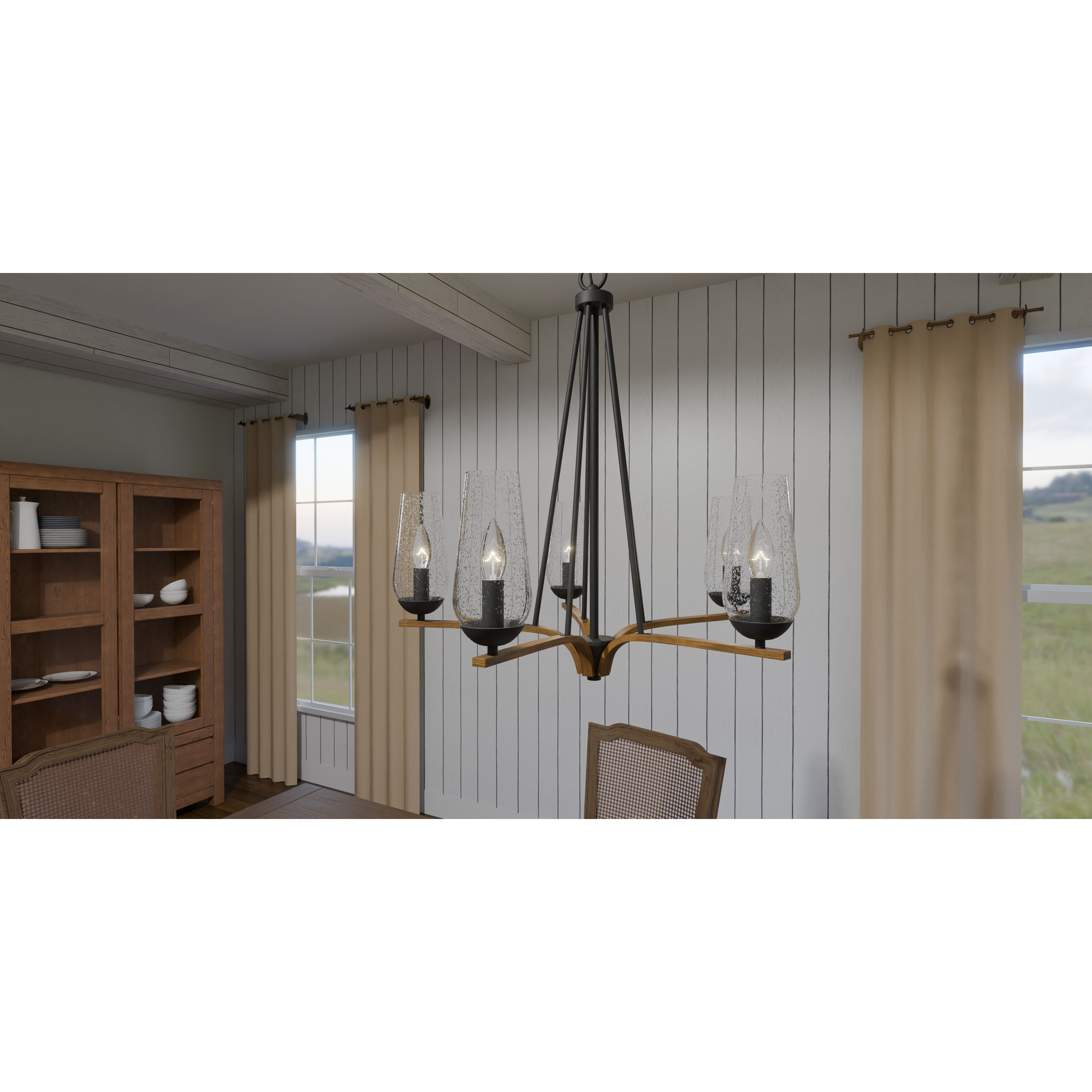 Rochester 5 Light 25 inch Matte Black Chandelier Ceiling Light