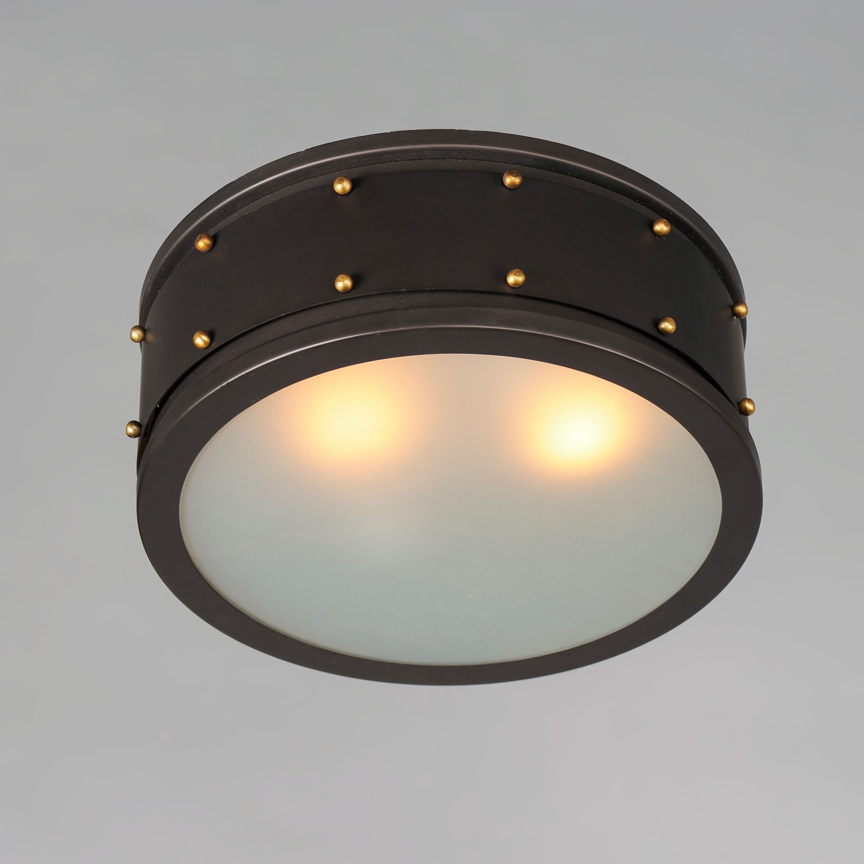 Trestle 2 Light 13 inch Oil Rubbed Bronze/Antique Brass Flush Mount Ceiling Light