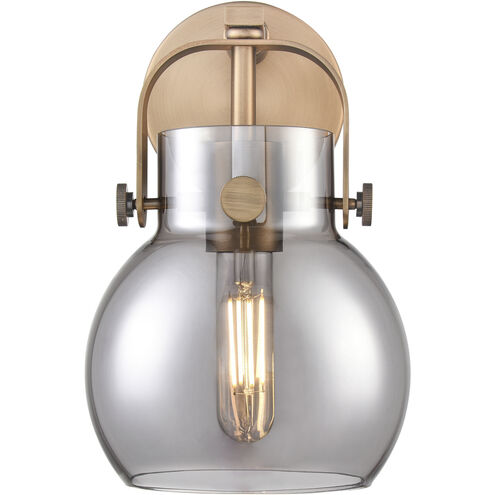 Pilaster II Sphere Sconce Wall Light in Brushed Brass, Light Smoke Glass