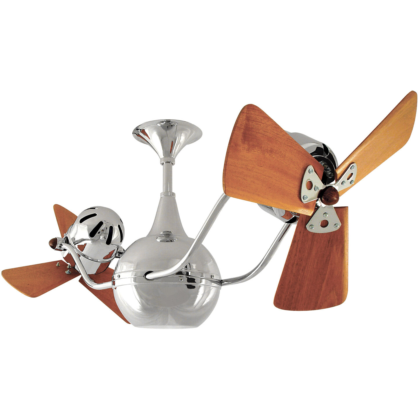 Matthews-Gerbar Vent-Bettina 16 inch Polished Chrome with Solid Mahogany Wood Blades Rotational Ceiling Fan, Matthews-Gerbar