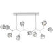 Gem LED Classic Silver Linear Pendant Ceiling Light in Smoke, 2700K LED, Branch