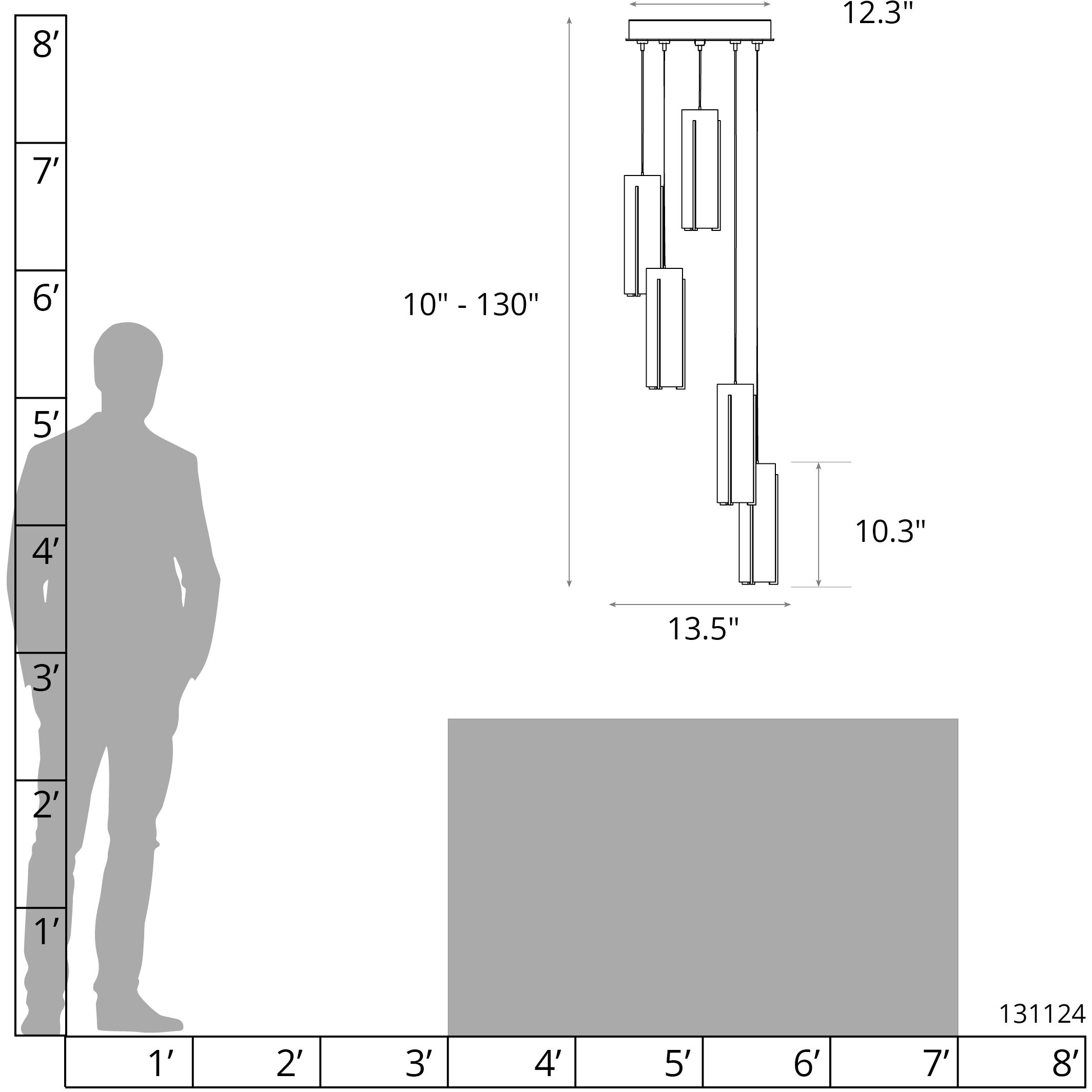 Exos Glass 5 Light 13.5 inch Soft Gold Pendant Ceiling Light in Clear