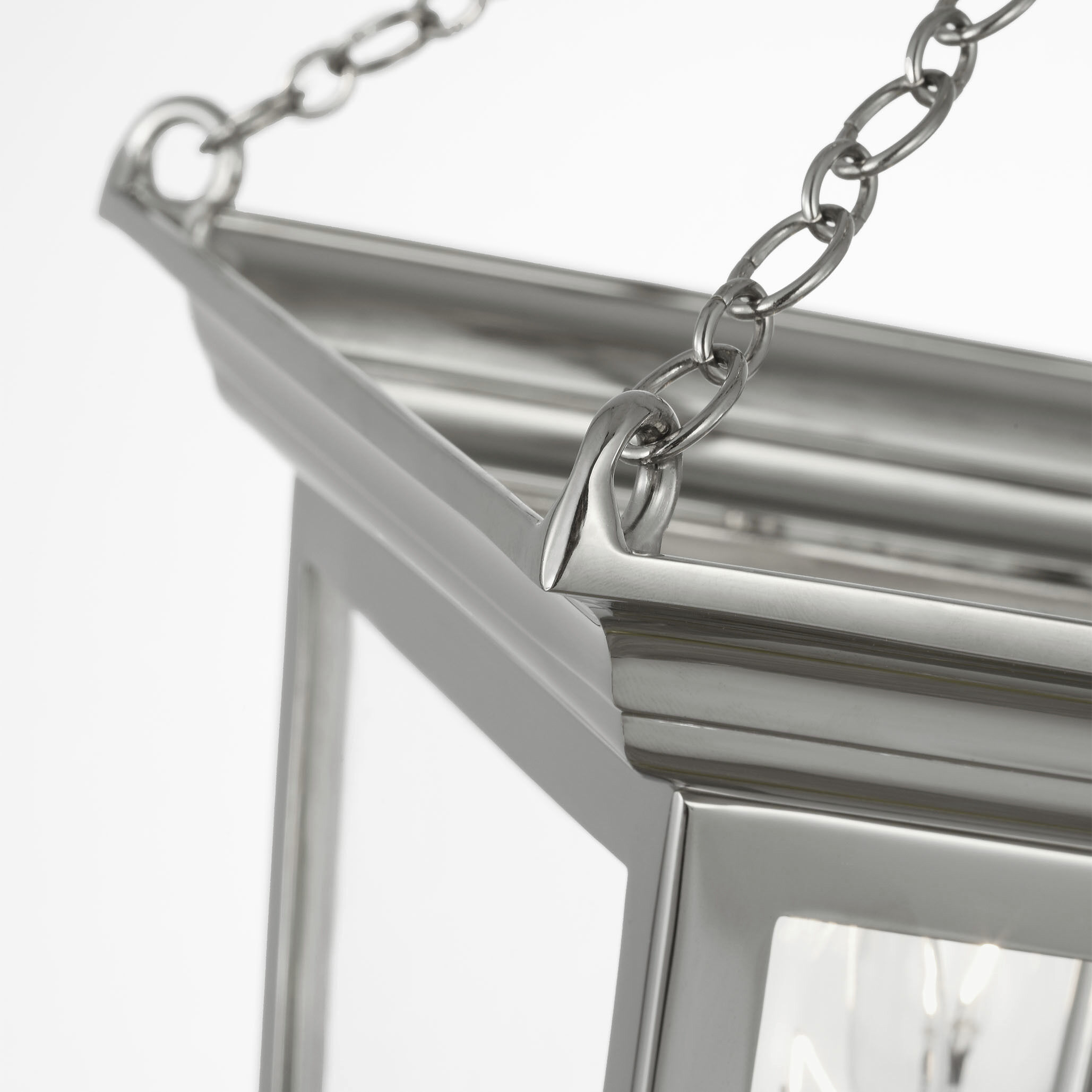 Chapman & Myers Cornice 3 Light 9.5 inch Polished Nickel Semi-Flush Lantern Ceiling Light