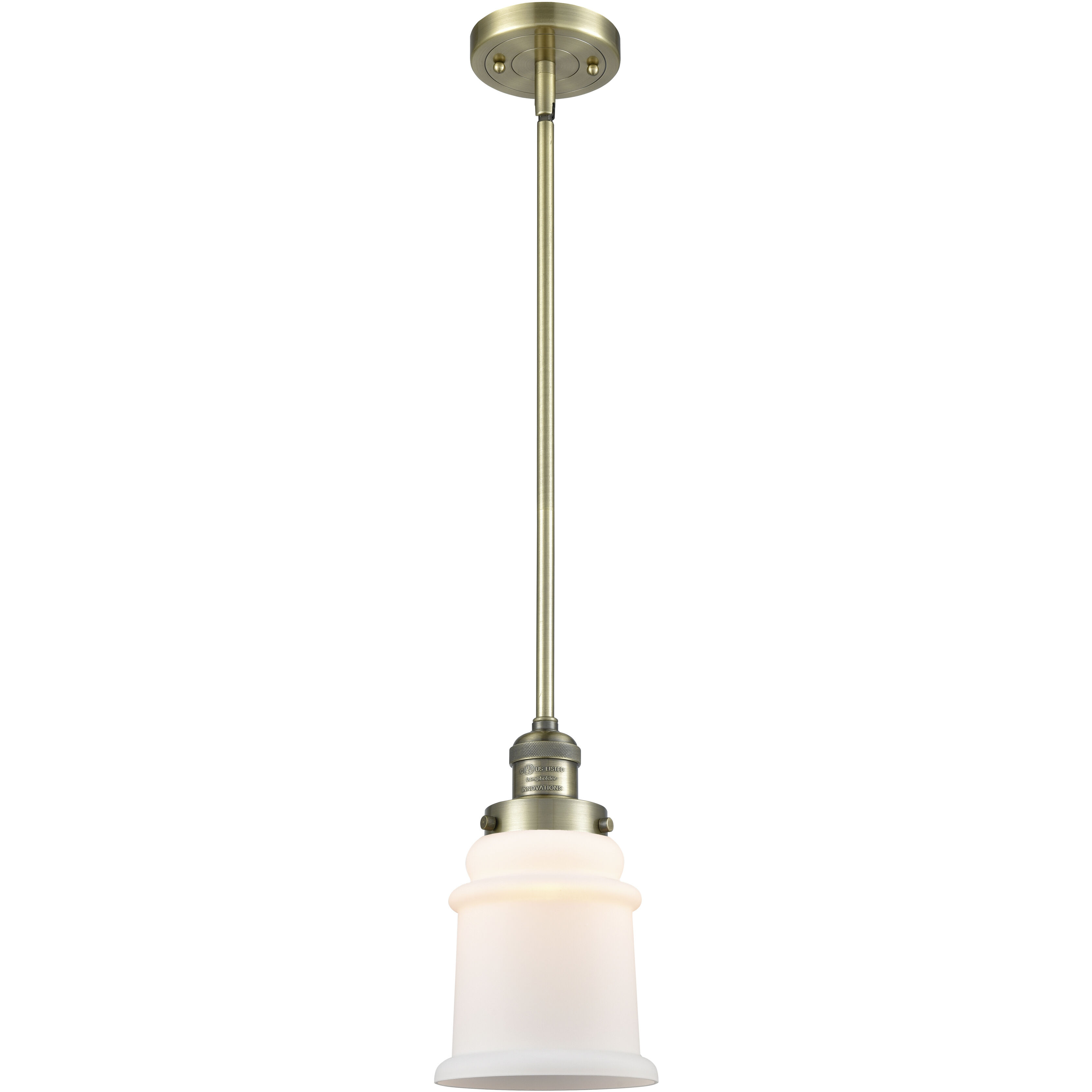 Franklin Restoration Canton LED 6.5 inch Antique Brass Mini Pendant Ceiling Light in Matte White, Franklin Restoration