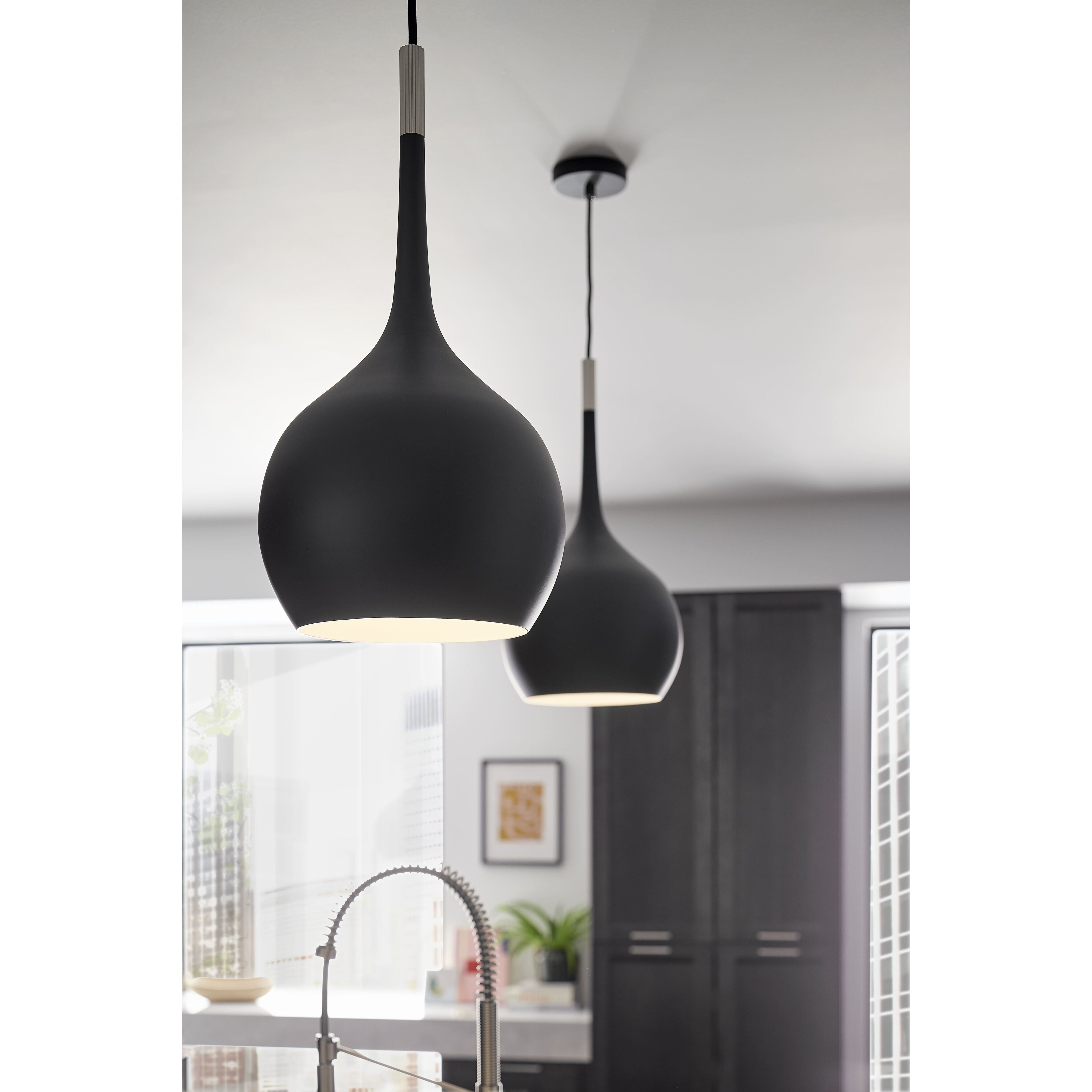 Ziggy 1 Light 12 inch Black with Polished Nickel Indoor Pendant Ceiling Light