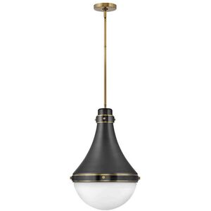 Oliver LED 14 inch Black with Heritage Brass Indoor Pendant Ceiling Light