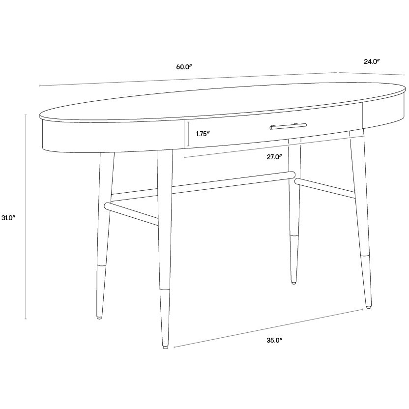 Osmond 60 X 24 inch Black / Brown / Brown Desk