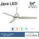 Java 54 inch Polished Nickel with Silver Blades Ceiling Fan