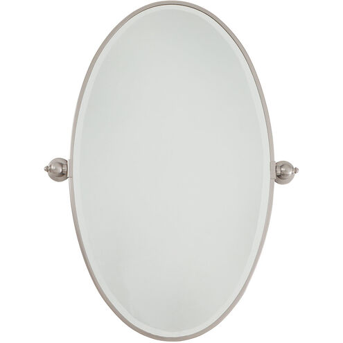 Pivot Mirrors 36 X 27 inch Brushed Nickel Mirror, Oval Beveled