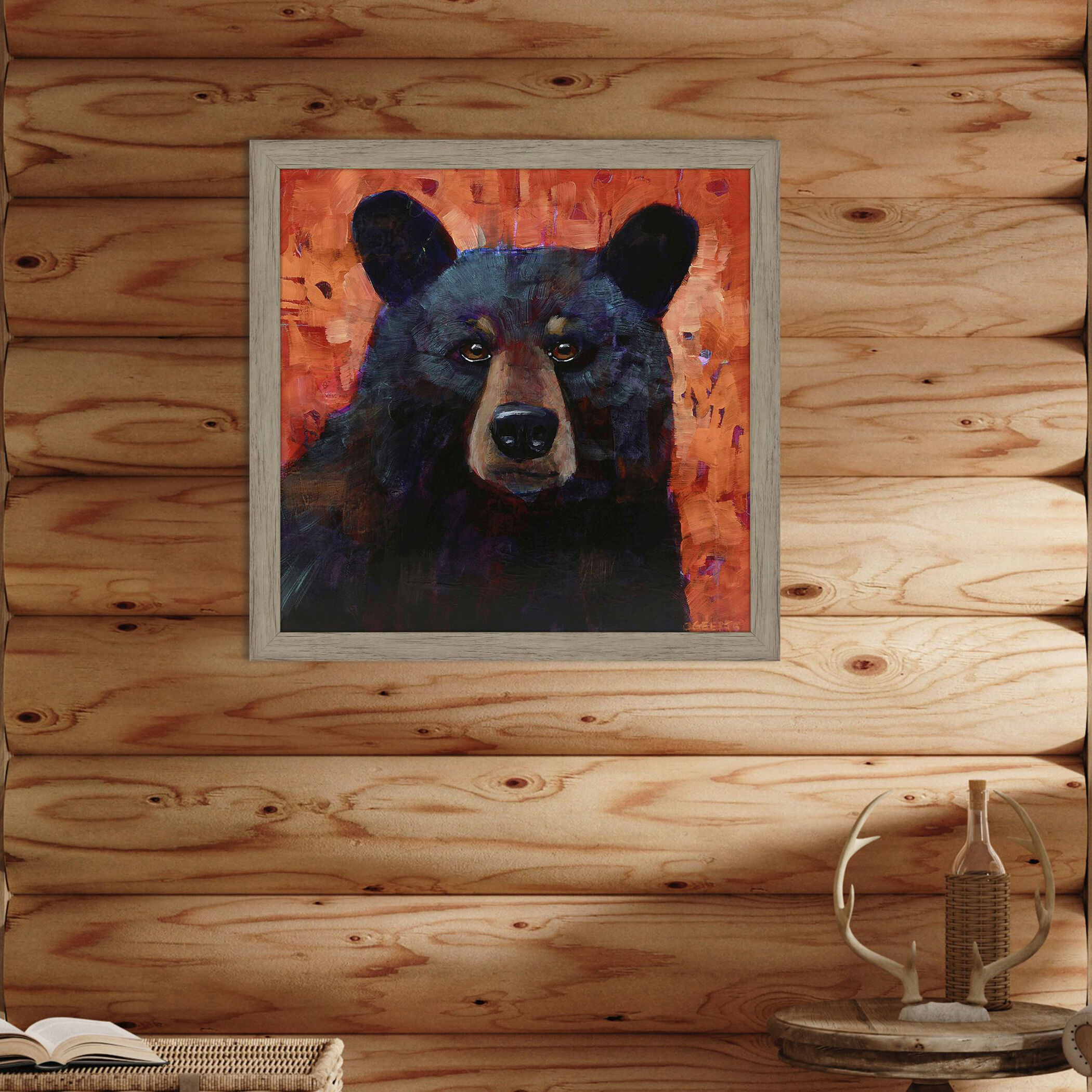Laid Back Black and Red and Brown Framed Art, Propac