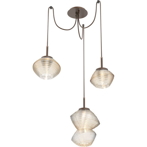 Mesa LED 17.4 inch Burnished Bronze Swag Multi-Pendant Ceiling Light in Amber, 2700K LED