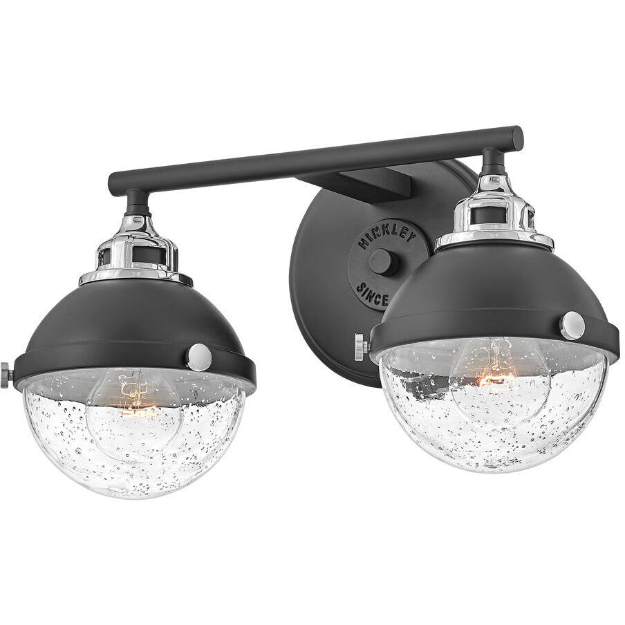 Fletcher 2 Light 16 inch Black with Chrome Vanity Light Wall Light in Black/Chrome